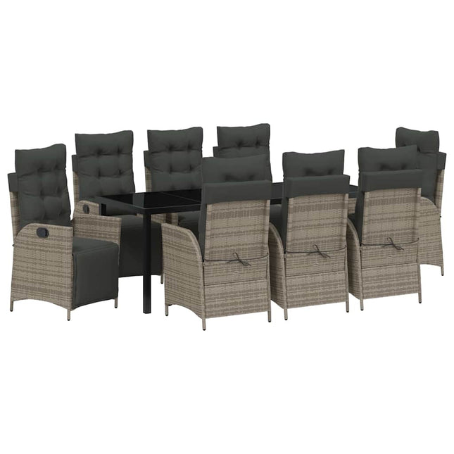 Have Spisebordssæt 9 stk. Grå polyrattan