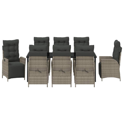 Have Spisebordssæt med pude 9 pcs Grå polyrattan
