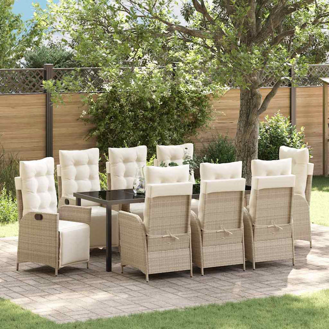 Have Spisebordssæt 9 stk. Beige polyrattan