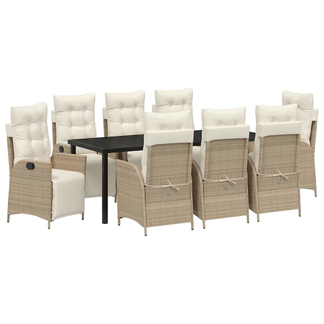 Have Spisebordssæt 9 stk. Beige polyrattan