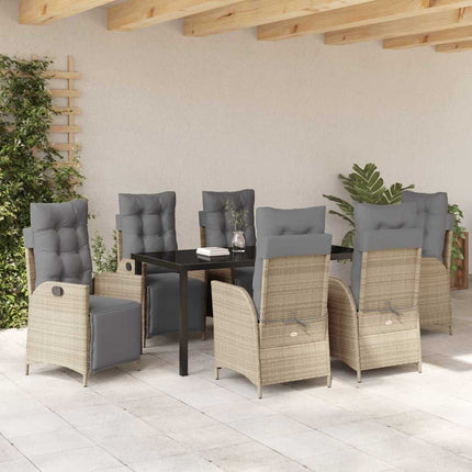 Have Spisebordssæt med pude 7 pcs Beige polyrattan