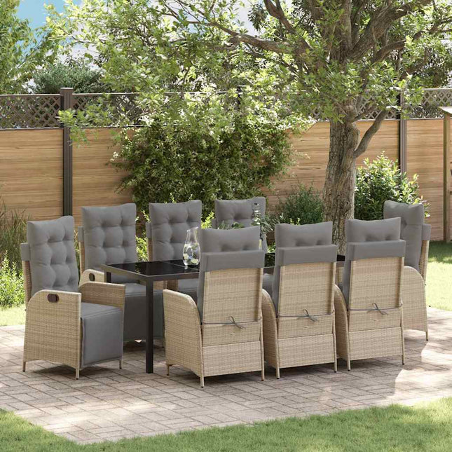 Have Spisebordssæt 9 stk. Beige polyrattan