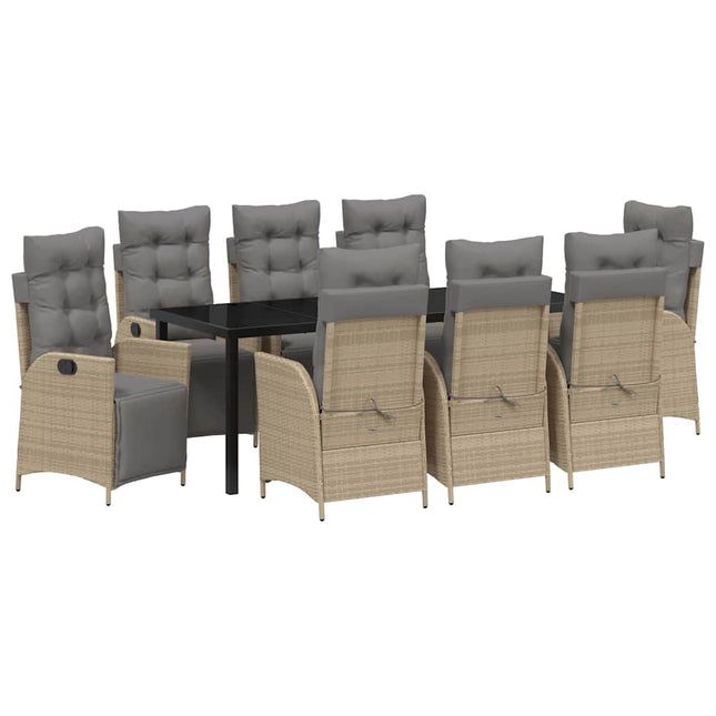 Have Spisebordssæt 9 stk. Beige polyrattan