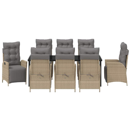 Have Spisebordssæt med pude 9 pcs Beige polyrattan