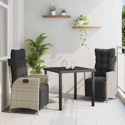 Have Spisebordssæt med pude 3 pcs Lysegrå polyrattan