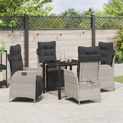 Have Spisebordssæt med pude 5 pcs Lysegrå polyrattan