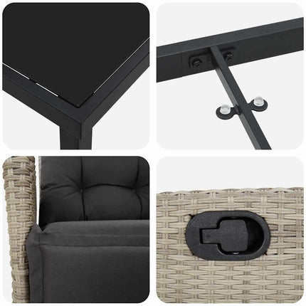 Have Spisebordssæt med pude 9 pcs Lysegrå polyrattan