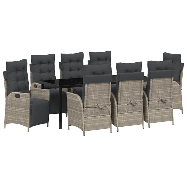 Have Spisebordssæt 9 stk. Lysegrå polyrattan