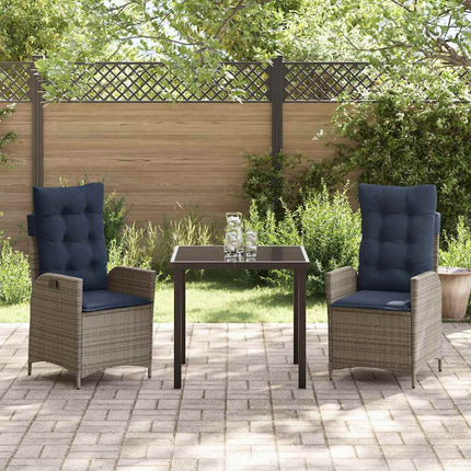 Have Spisebordssæt med pude 3 pcs Grå og sort Rattan