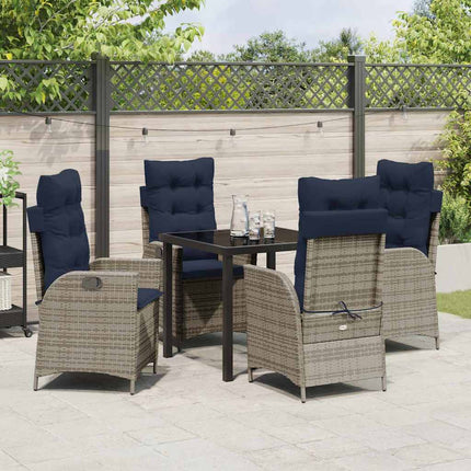 Have Spisebordssæt med pude 5 pcs Grå og sort Rattan