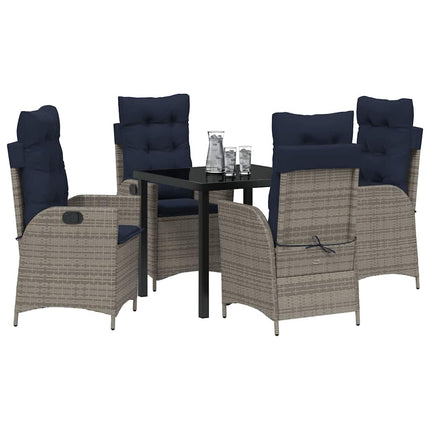 Have Spisebordssæt med pude 5 pcs Grå og sort Rattan