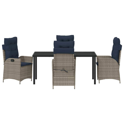 Have Spisebordssæt med pude 5 pcs Grå og sort Rattan