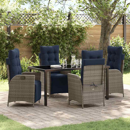 Have Spisebordssæt med pude 5 pcs Grå og sort Rattan