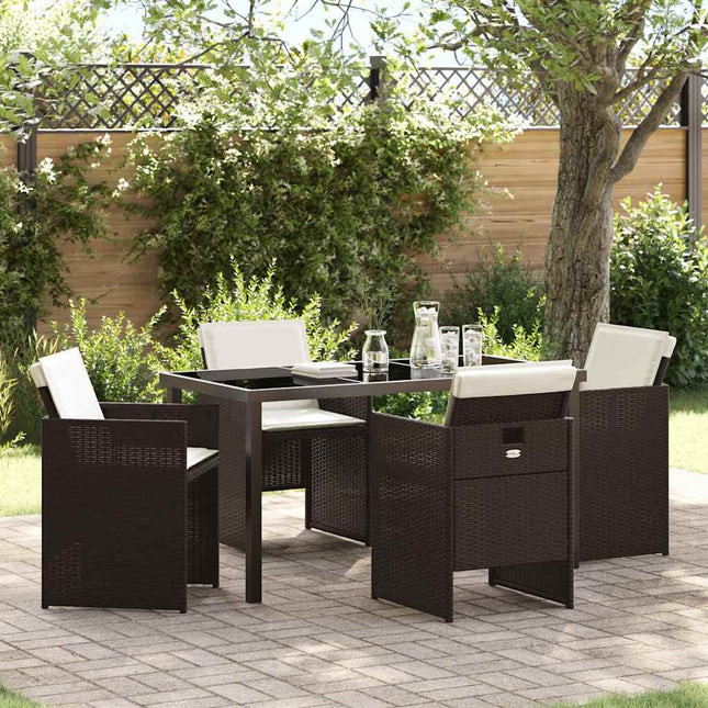 Have Spisebordssæt 5 stk. Brun polyrattan