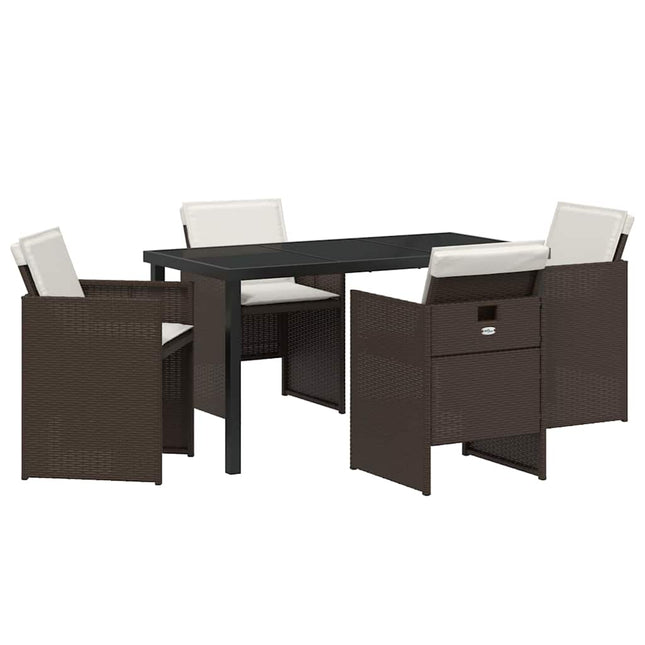 Have Spisebordssæt 5 stk. Brun polyrattan
