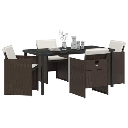 Have Spisebordssæt 5 pcs Brun polyrattan
