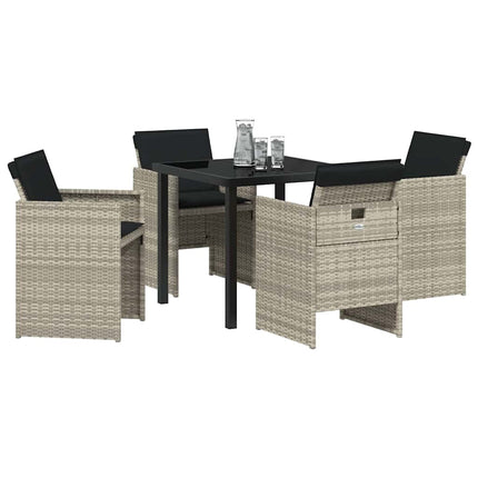 Have Spisebordssæt 5 pcs Lysegrå polyrattan