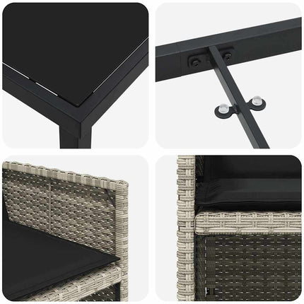 Have Spisebordssæt 9 pcs Lysegrå polyrattan