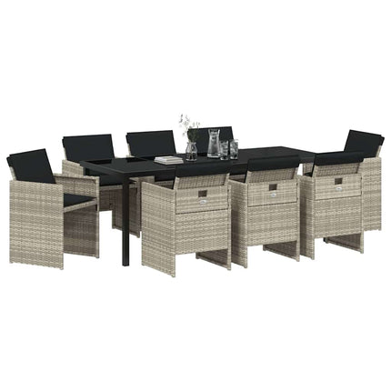 Have Spisebordssæt 9 pcs Lysegrå polyrattan