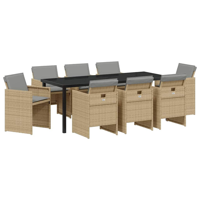 Have Spisebordssæt 9 stk. Beige polyrattan