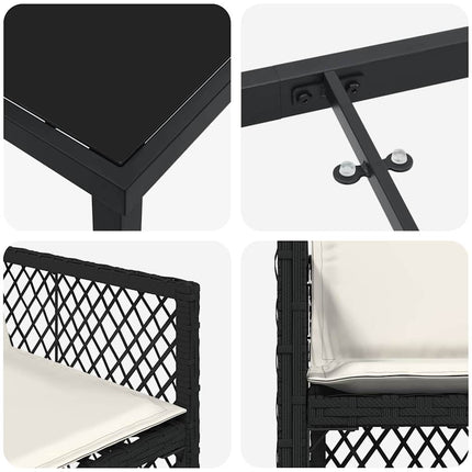 Have Spisebordssæt 5 pcs Sort polyrattan