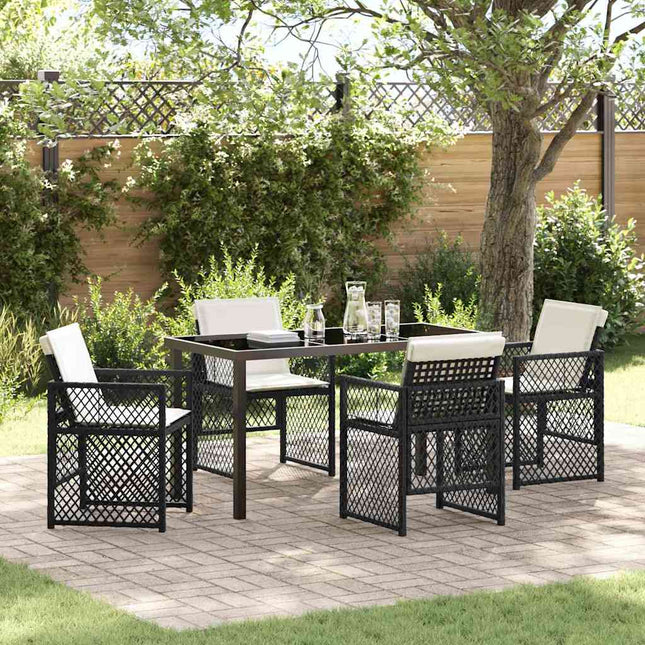 Have Spisebordssæt 5 stk. Sort polyrattan