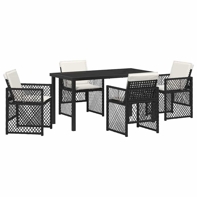 Have Spisebordssæt 5 stk. Sort polyrattan