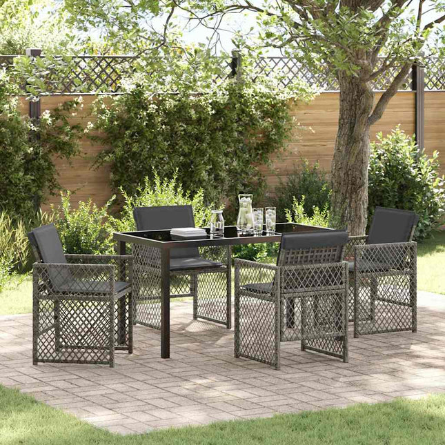 Have Spisebordssæt 5 stk. Grå polyrattan