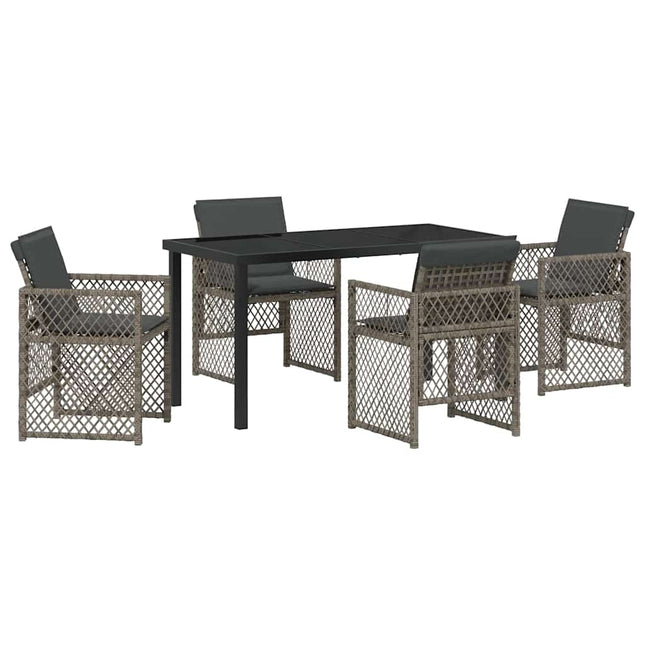 Have Spisebordssæt 5 stk. Grå polyrattan