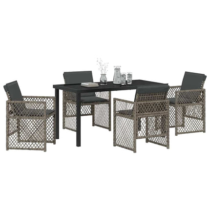 Have Spisebordssæt 5 pcs Grå polyrattan