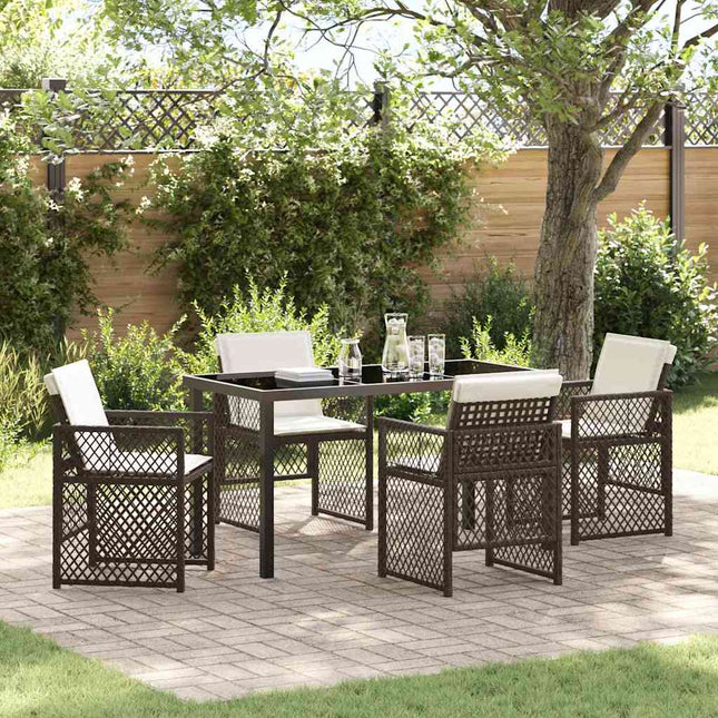 Have Spisebordssæt 5 stk. Brun polyrattan