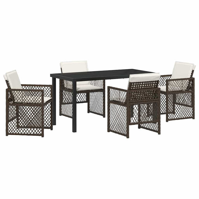 Have Spisebordssæt 5 stk. Brun polyrattan