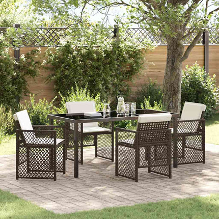 Have Spisebordssæt 5 pcs Brun polyrattan