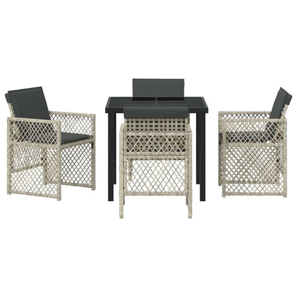Have Spisebordssæt 5 pcs Lysegrå polyrattan