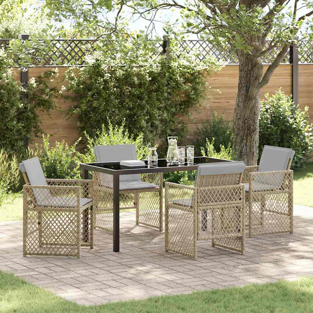 Have Spisebordssæt 5 stk. Beige polyrattan
