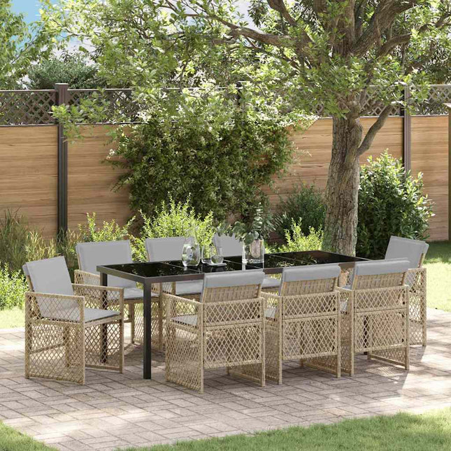 Have Spisebordssæt 9 stk. Beige polyrattan