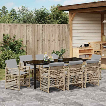Have Spisebordssæt 9 pcs Beige polyrattan