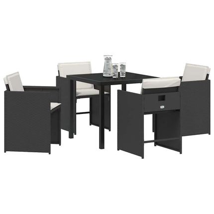 Have Spisebordssæt 5 pcs Sort polyrattan