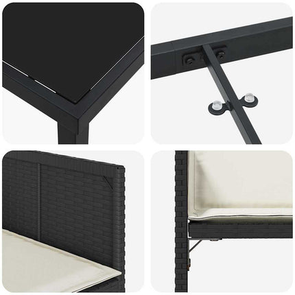 Have Spisebordssæt 5 pcs Sort polyrattan
