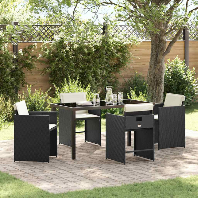 Have Spisebordssæt 5 stk. Sort polyrattan