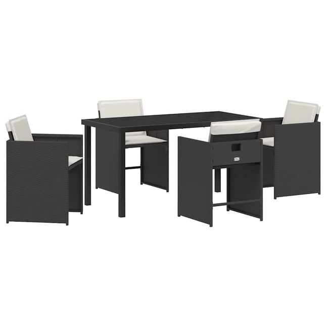 Have Spisebordssæt 5 stk. Sort polyrattan