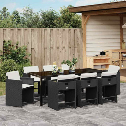 Have Spisebordssæt 9 pcs Sort polyrattan