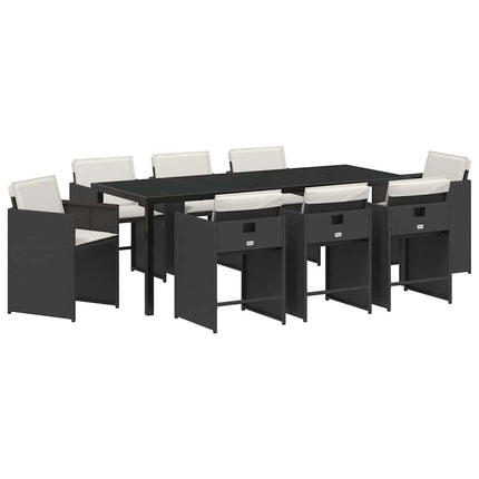 Have Spisebordssæt 9 pcs Sort polyrattan