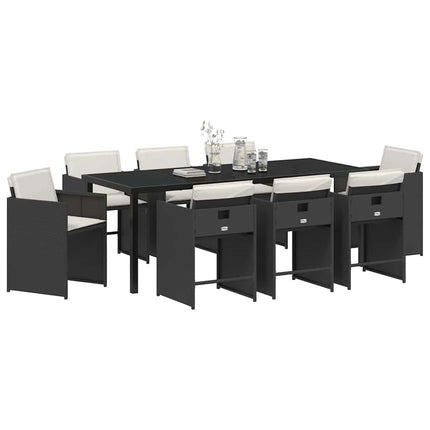 Have Spisebordssæt 9 pcs Sort polyrattan