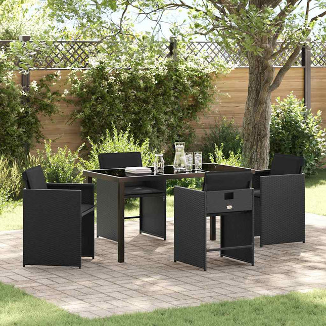 Have Spisebordssæt 5 stk. Sort polyrattan