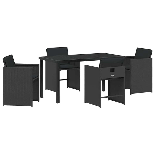 Have Spisebordssæt 5 stk. Sort polyrattan