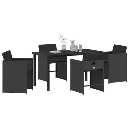 Have Spisebordssæt 5 pcs Sort polyrattan