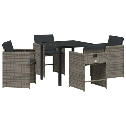 Have Spisebordssæt 5 pcs Grå polyrattan