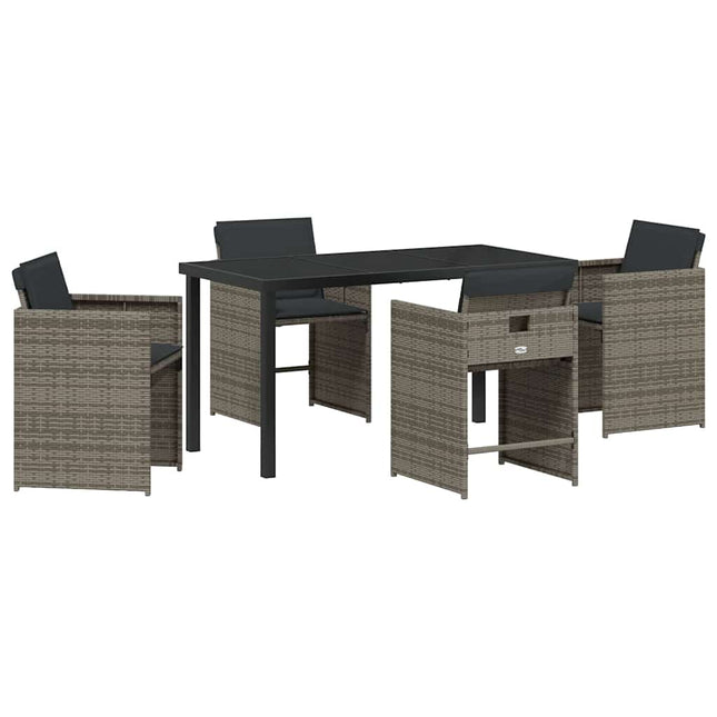 Have Spisebordssæt 5 stk. Grå polyrattan