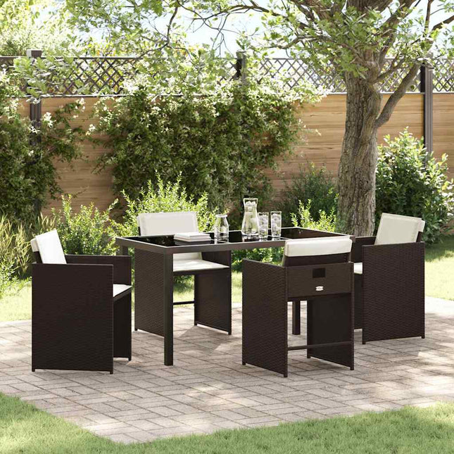 Have Spisebordssæt 5 stk. Brun polyrattan